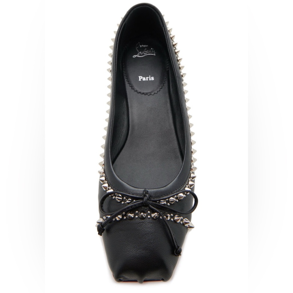 BNIB Christian Louboutin Mamadrague Spiked Black Leather Ballet Flats, size 39 - Picture 12 of 16
